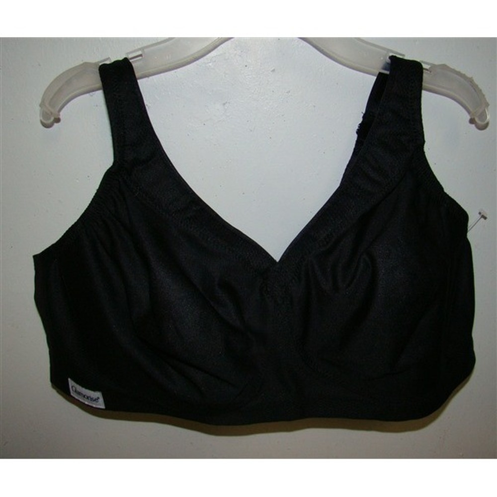 NWOT Glamorise 44DD Sport Bra 1006 Superior Support No Wires Black 98232 - Picture 2 of 3
